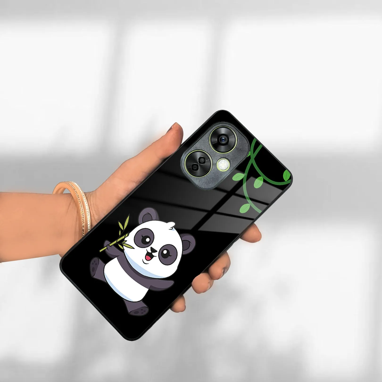 Black Panda Glass Phone Case For OnePlus