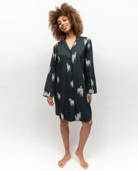 Nightshirt with Dark Green Zebra Print Design by Blake - Optimal Title