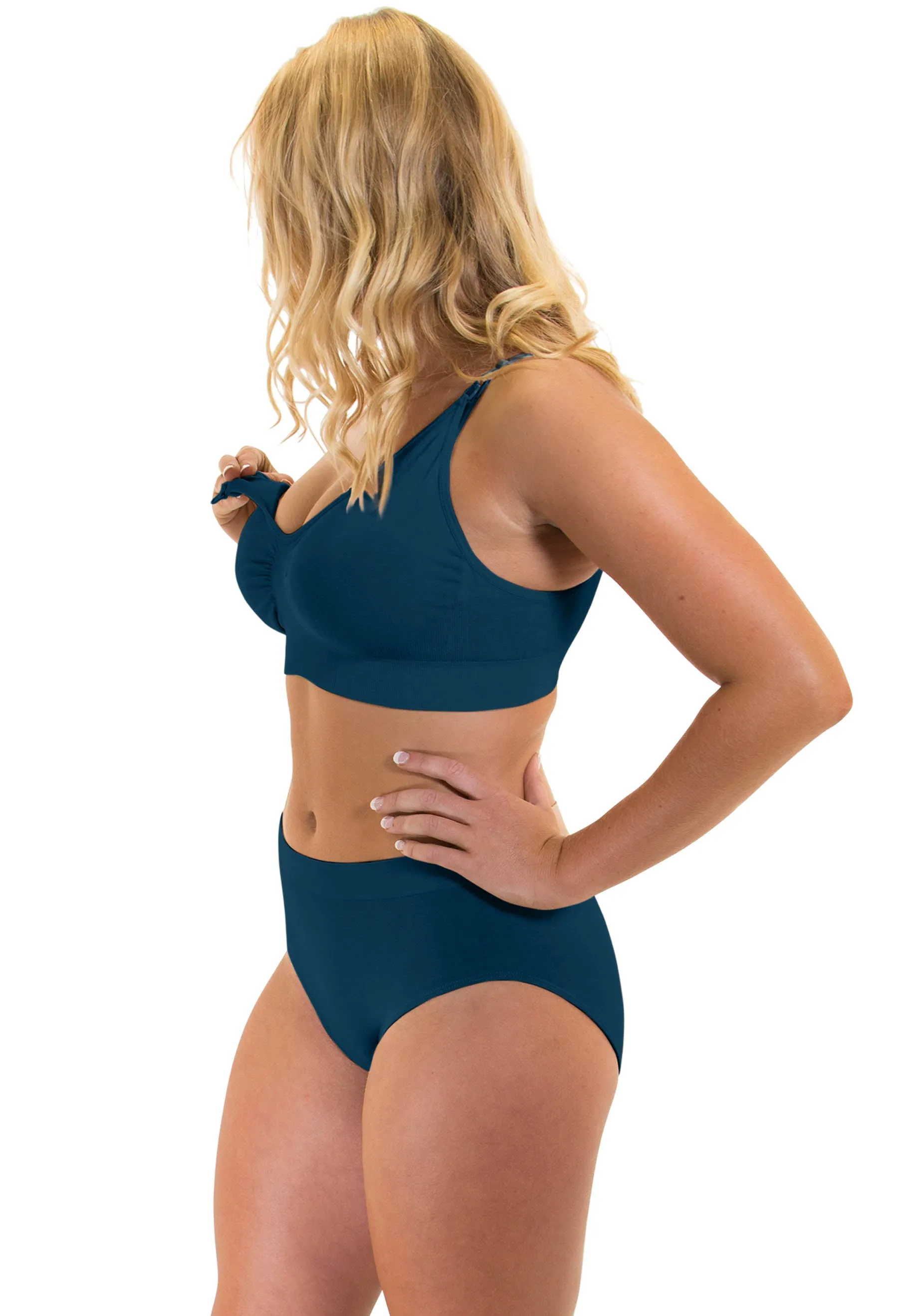 Blue Bamboo Nursing Bra   High Cut Undies Set