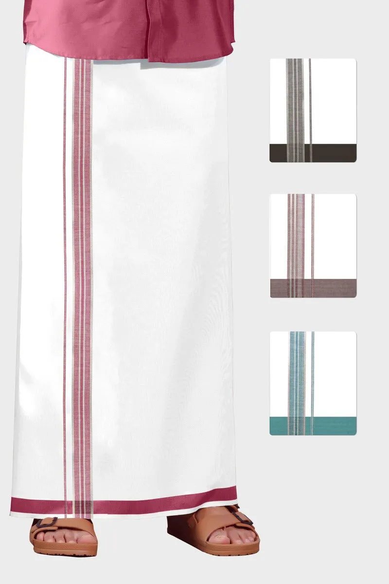 Brave Yadav - Sky Blue Smooth Cotton Double Dhoti With Fancy Borders | Uathayam