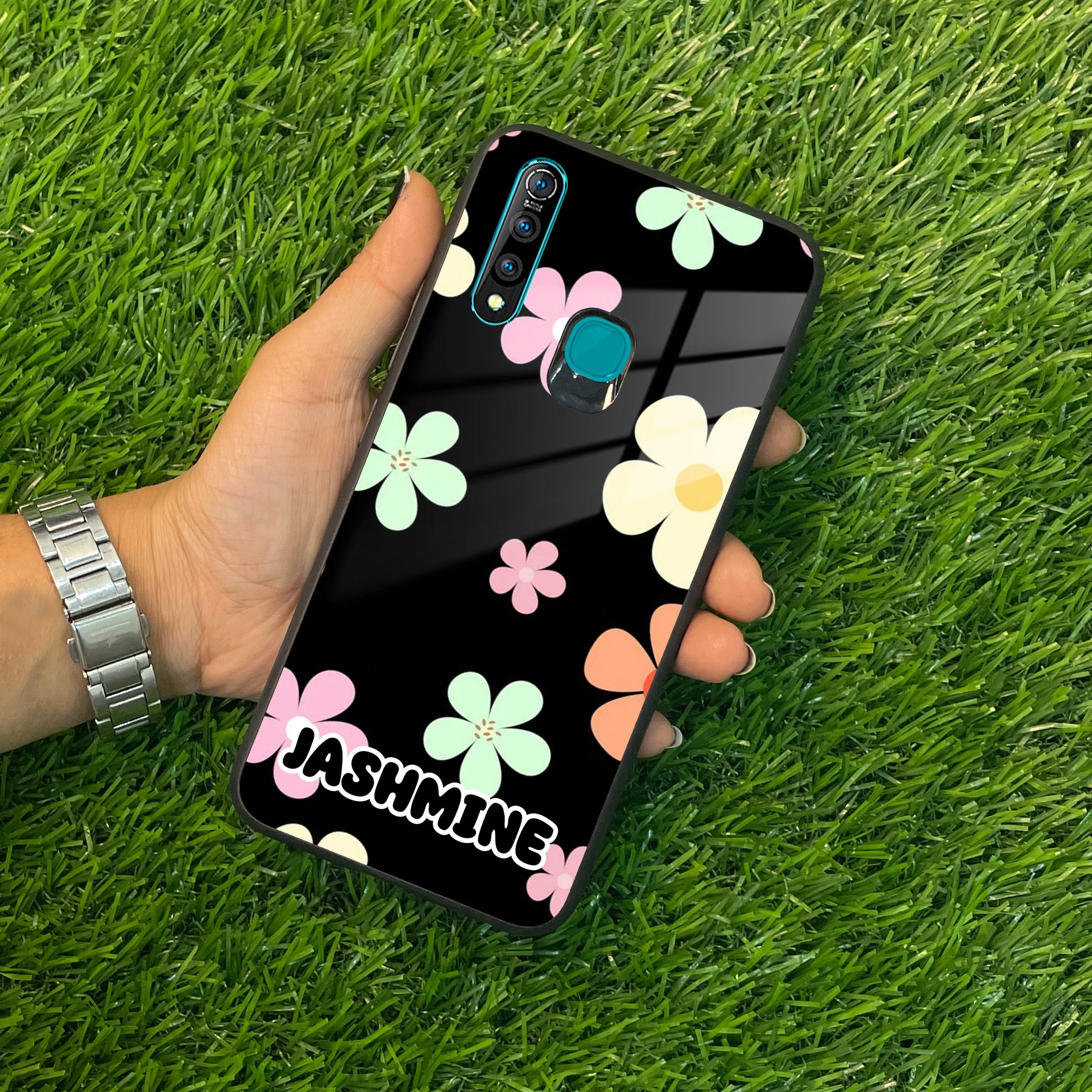 Colorfull Daisy Floral Glass Case Cover For Vivo