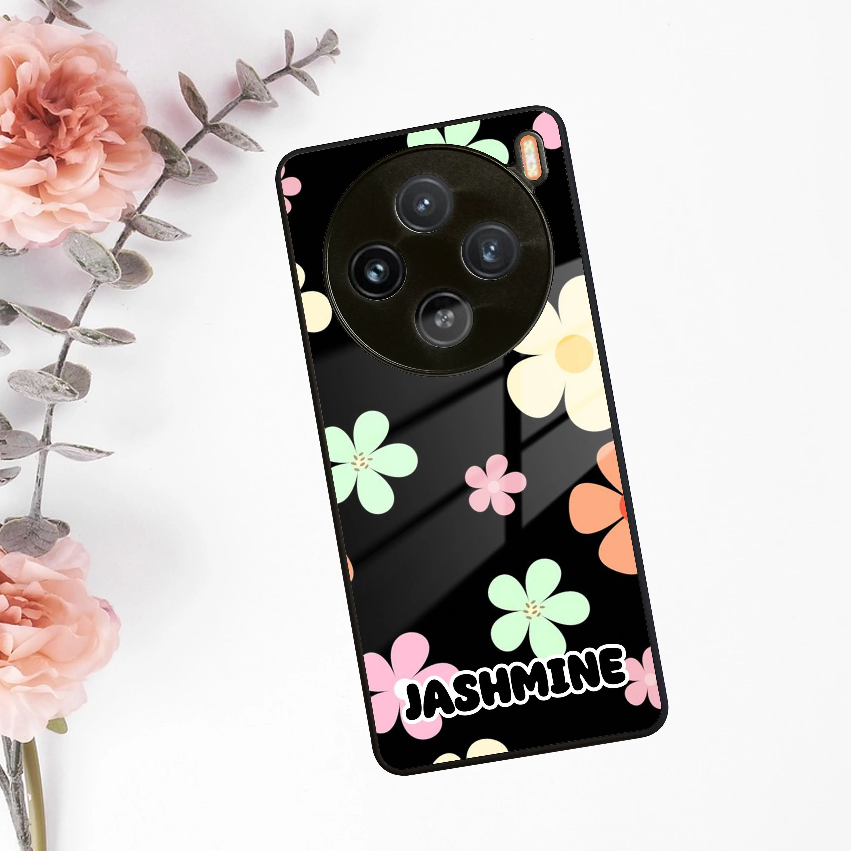 Colorfull Daisy Floral Glass Case Cover For Vivo