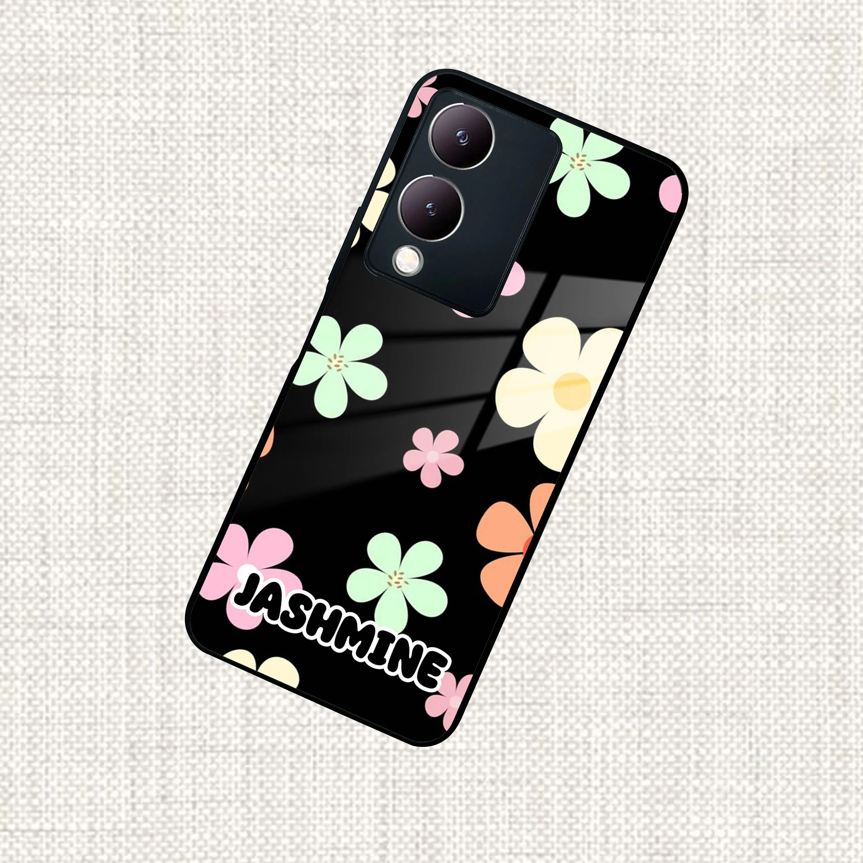 Colorfull Daisy Floral Glass Case Cover For Vivo