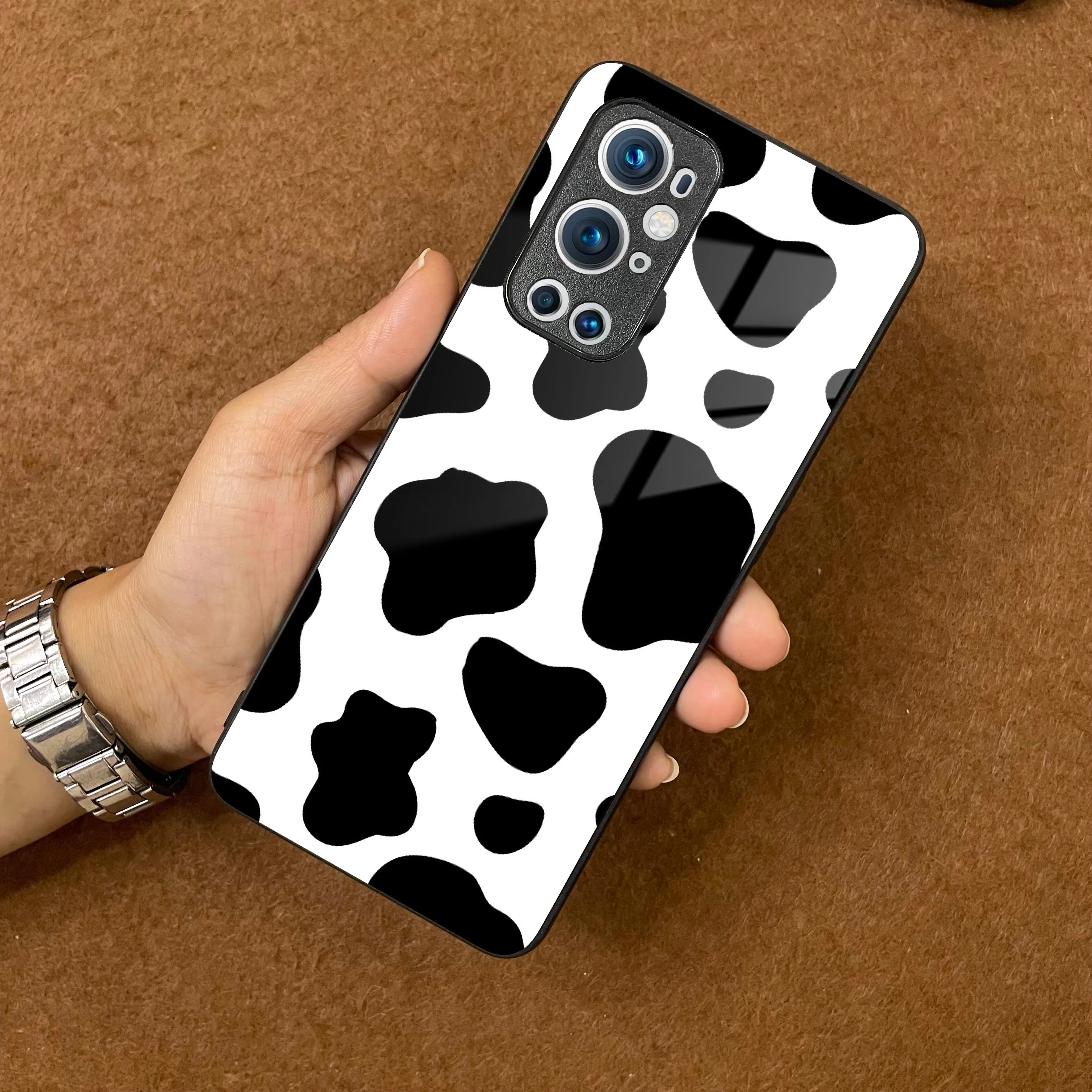 Cow Print Glass Phone Case And Cover For OnePlus