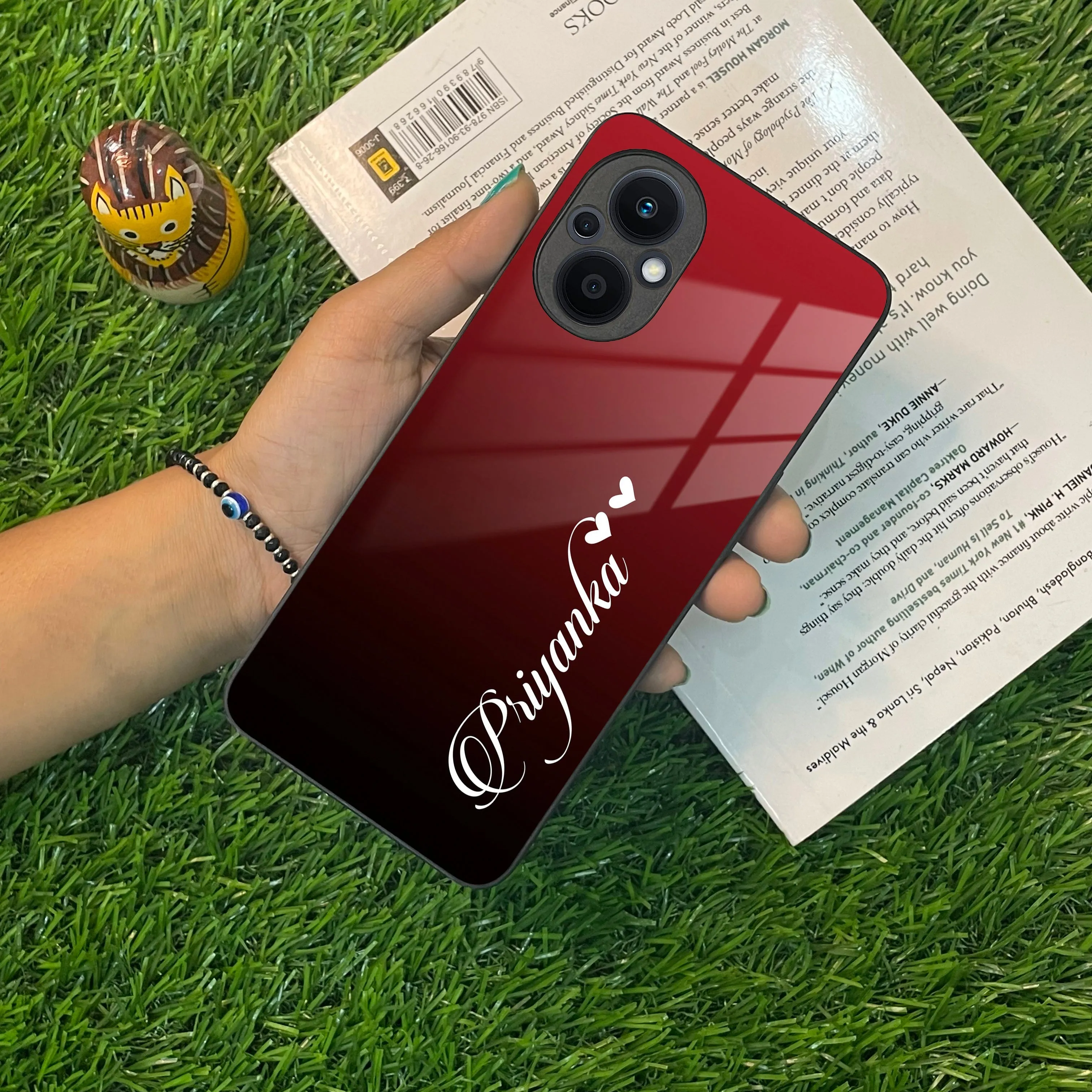 Customize Name Gradient Glass Case Cover Red Wine For Oppo