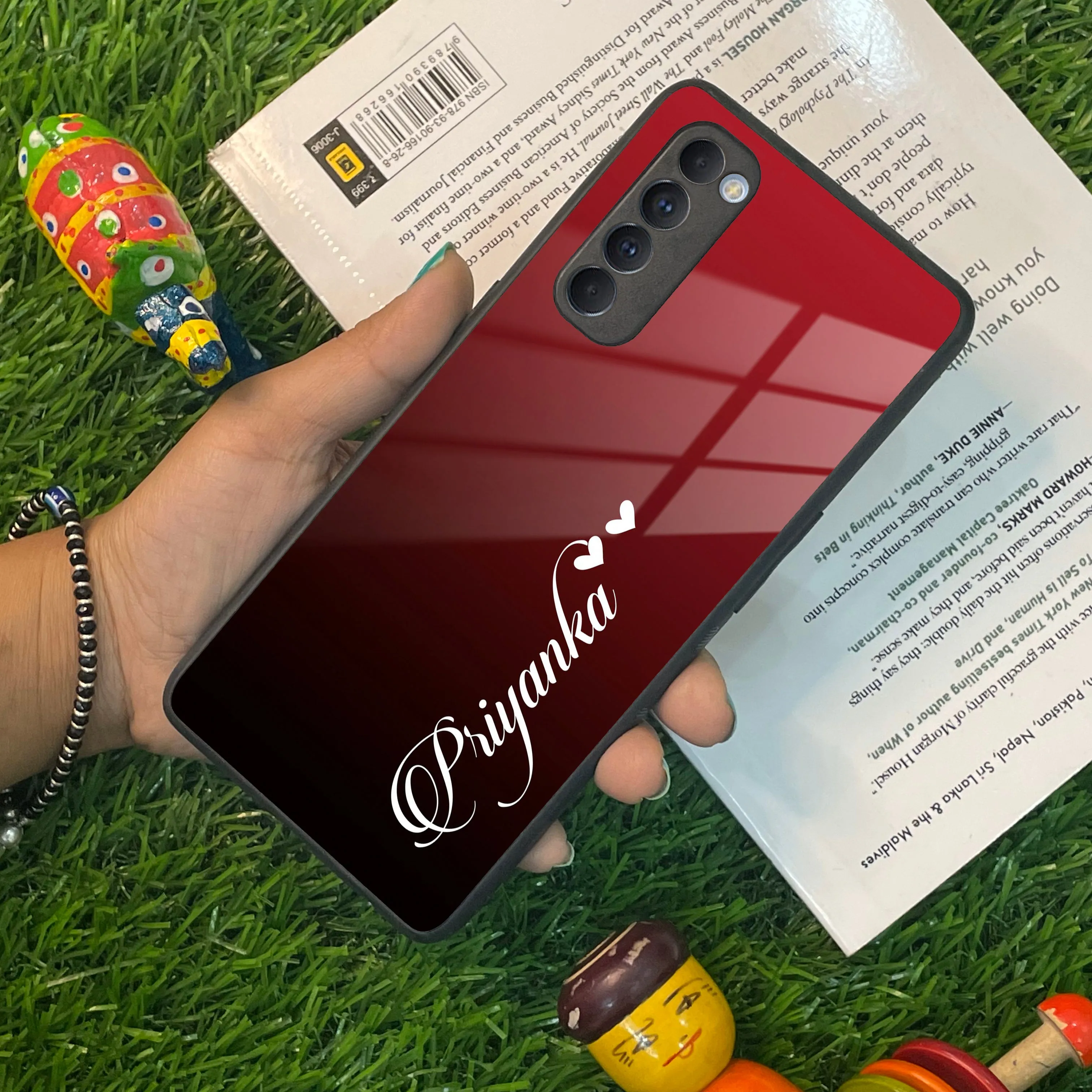 Customize Name Gradient Glass Case Cover Red Wine For Oppo