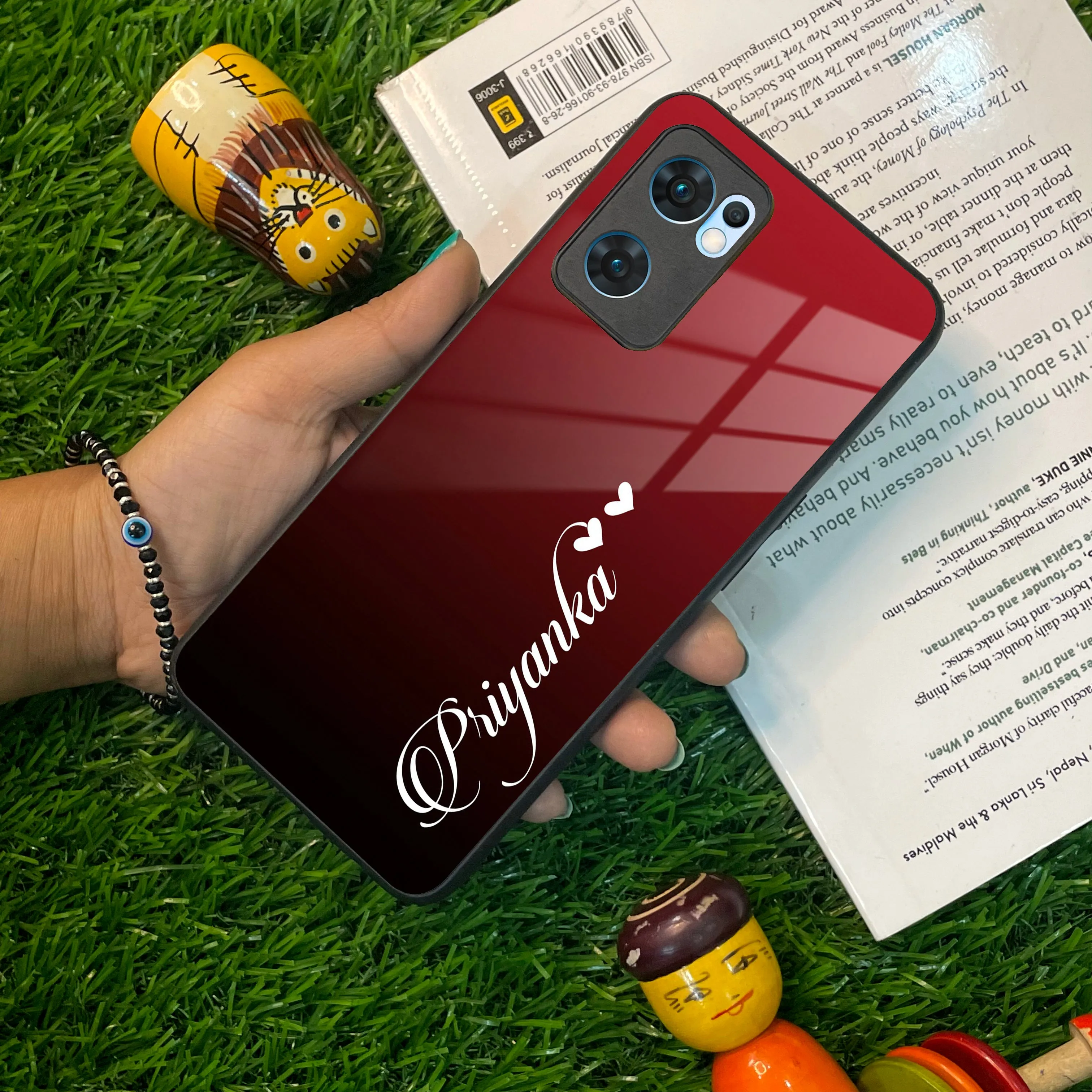 Customize Name Gradient Glass Case Cover Red Wine For Oppo