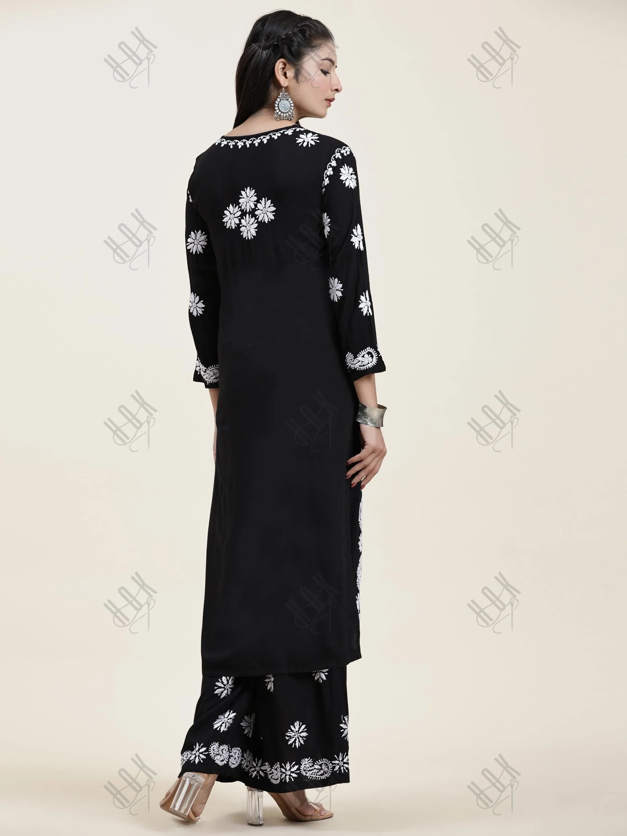 Fizaa Chikankari CO-ORD Set In Modal Cotton for Women In Black