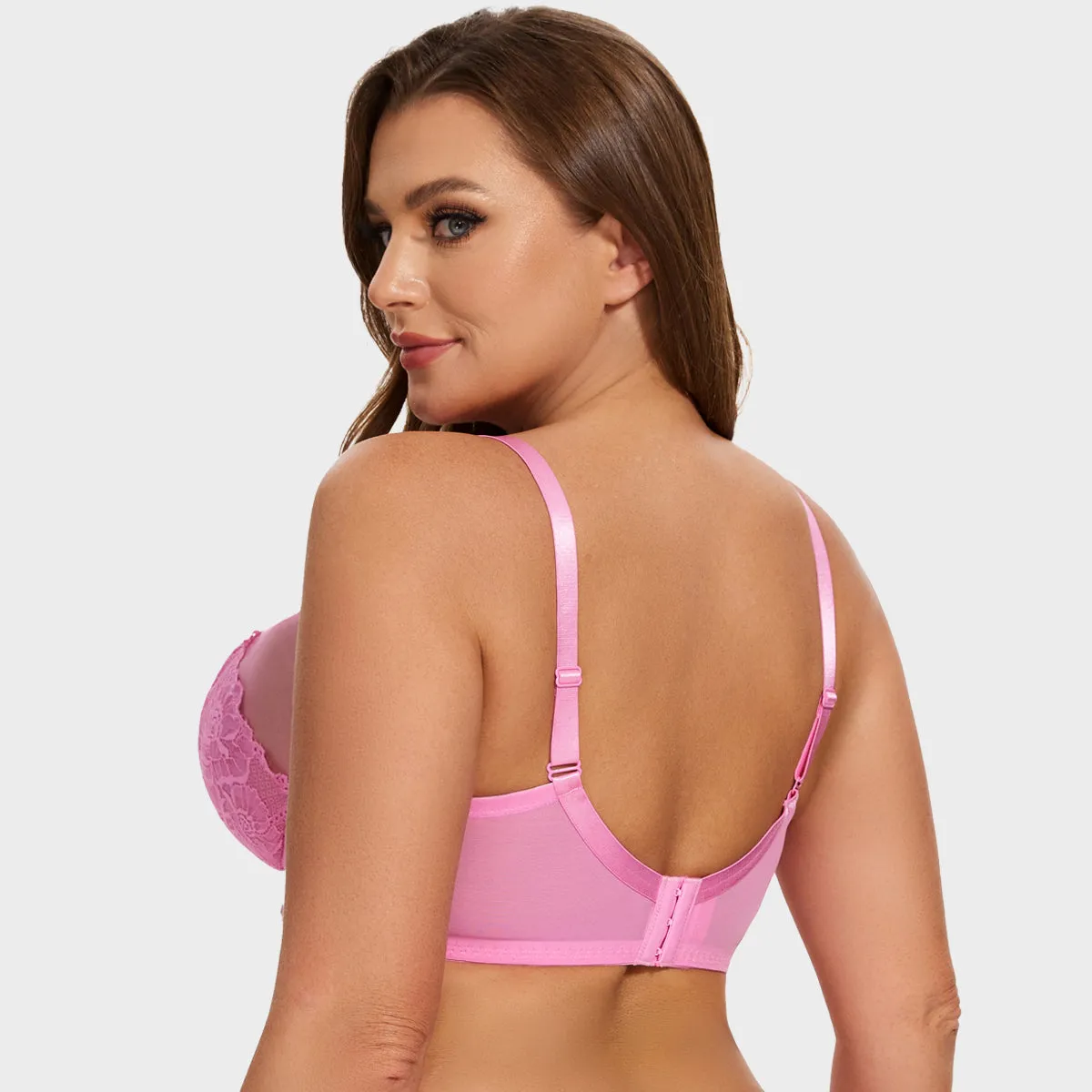 SheCurve®Full Coverage Lace Minimizer Bra - 2pcs(Black Pink)