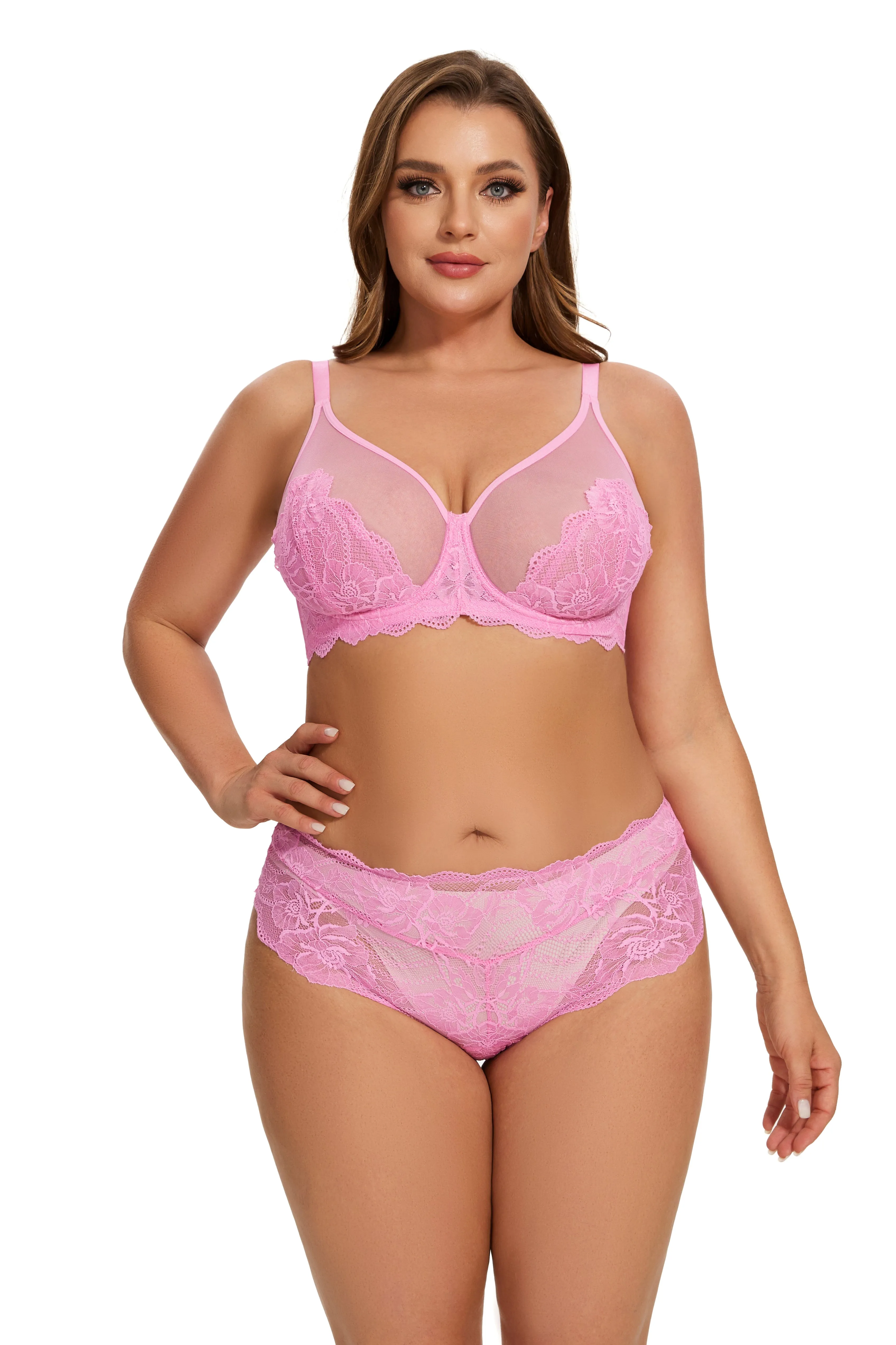 SheCurve®Full Coverage Lace Minimizer Bra - Mermaid Black Black(2 PACK)